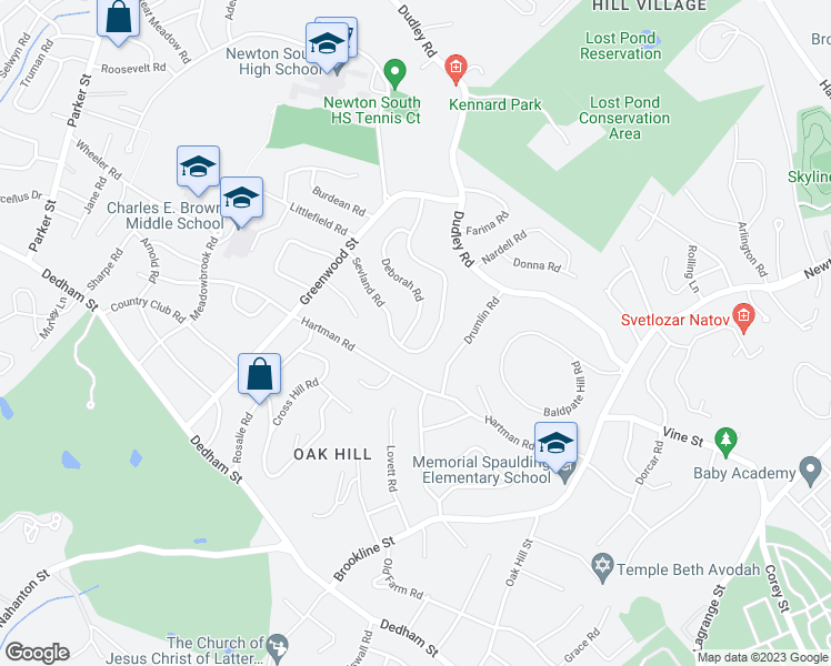 map of restaurants, bars, coffee shops, grocery stores, and more near 148 Cynthia Road in Newton