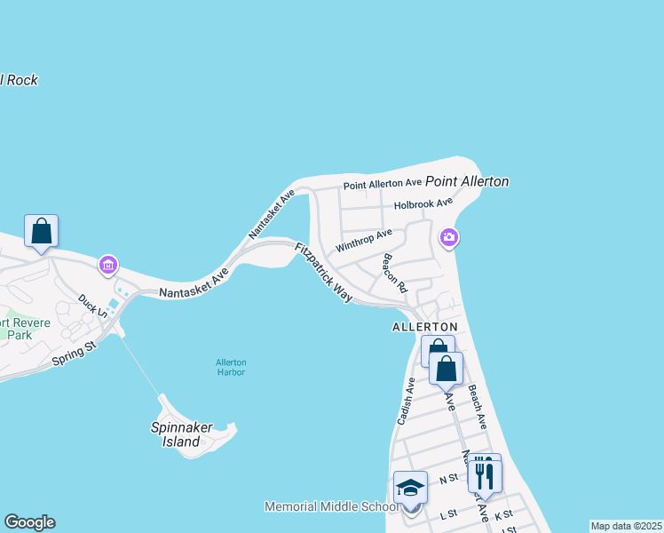 map of restaurants, bars, coffee shops, grocery stores, and more near 903 Nantasket Avenue in Hull