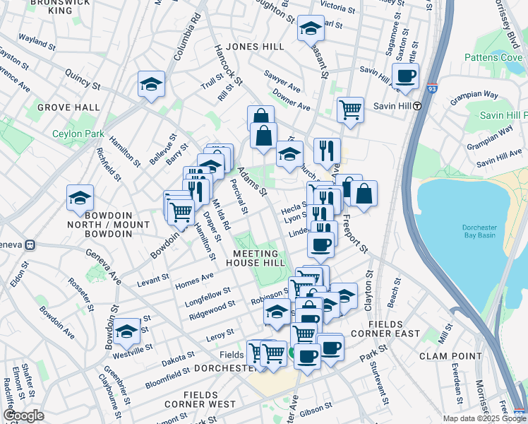 map of restaurants, bars, coffee shops, grocery stores, and more near 20 Juliette Street in Boston