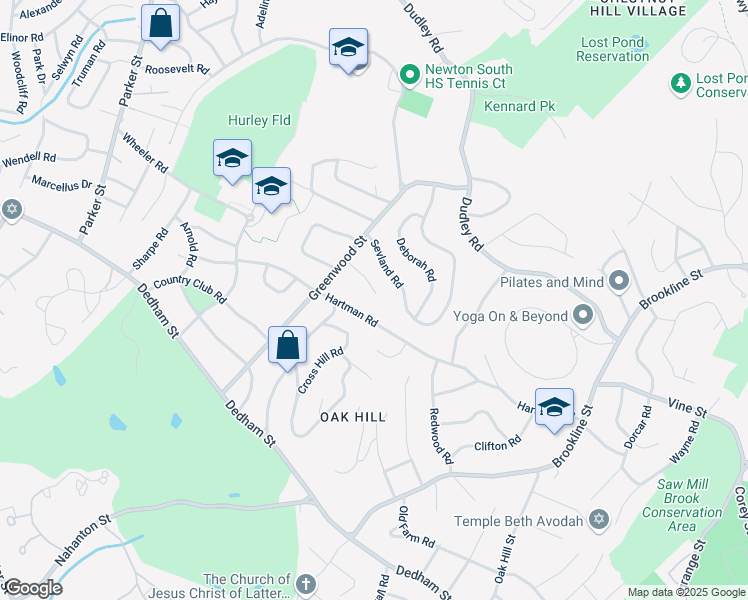 map of restaurants, bars, coffee shops, grocery stores, and more near 138 Hartman Road in Newton
