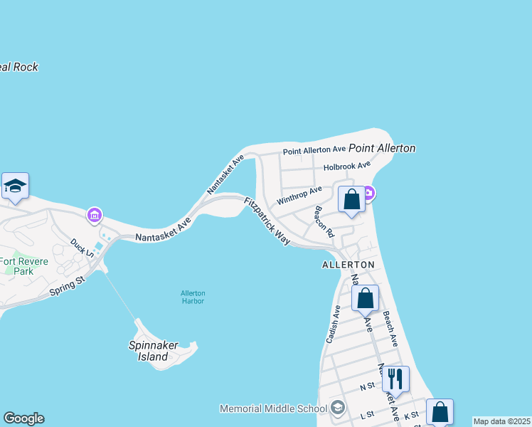 map of restaurants, bars, coffee shops, grocery stores, and more near 903 Nantasket Avenue in Hull