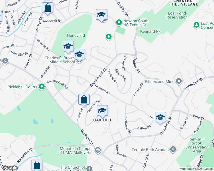 map of restaurants, bars, coffee shops, grocery stores, and more near 41 Juniper Lane in Newton