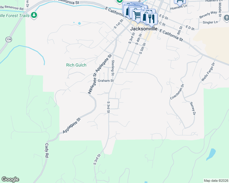 map of restaurants, bars, coffee shops, grocery stores, and more near 110 Daisey Lane in Jacksonville
