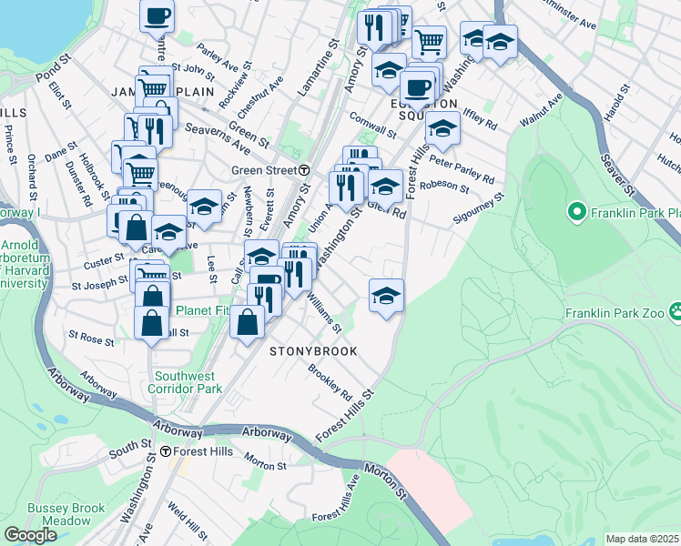 map of restaurants, bars, coffee shops, grocery stores, and more near 2-14 Kenton Road in Boston