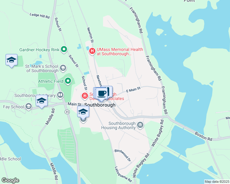 map of restaurants, bars, coffee shops, grocery stores, and more near 7 Lyman Street in Southborough