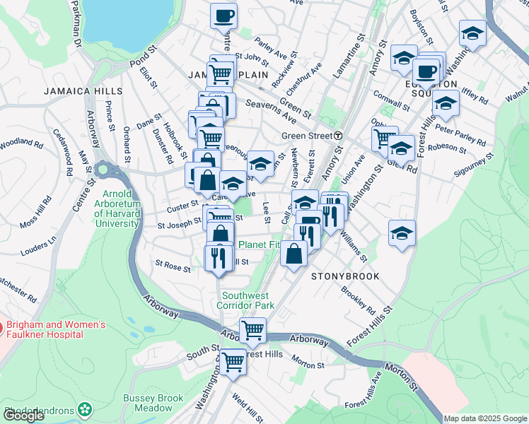 map of restaurants, bars, coffee shops, grocery stores, and more near 15 Lee Street in Boston