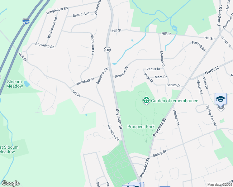 map of restaurants, bars, coffee shops, grocery stores, and more near 158 Massachusetts 140 in Shrewsbury