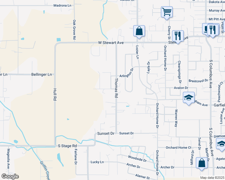 map of restaurants, bars, coffee shops, grocery stores, and more near 2519 Willow Way in Medford