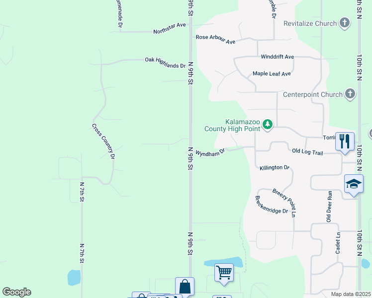 map of restaurants, bars, coffee shops, grocery stores, and more near 2069 North 9th Street in Kalamazoo