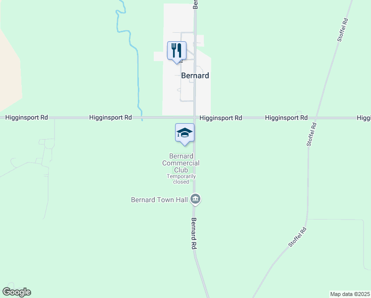 map of restaurants, bars, coffee shops, grocery stores, and more near 867 Bernard Road in Bernard