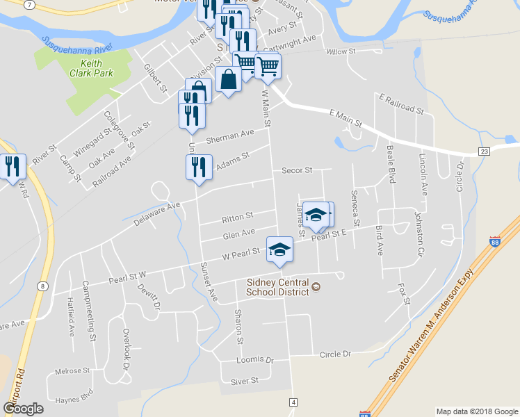 map of restaurants, bars, coffee shops, grocery stores, and more near 6 Ritton Street in Sidney