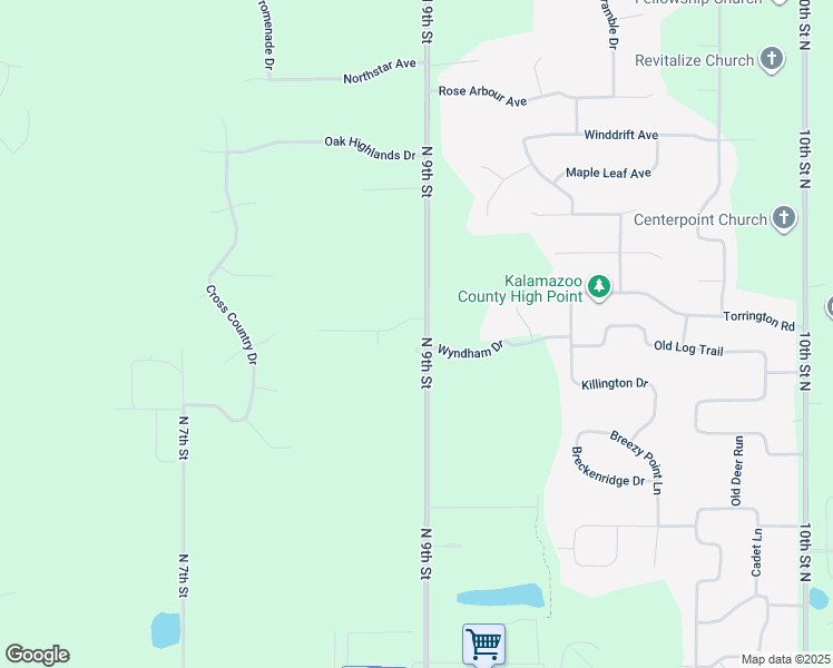 map of restaurants, bars, coffee shops, grocery stores, and more near 2069 North 9th Street in Kalamazoo