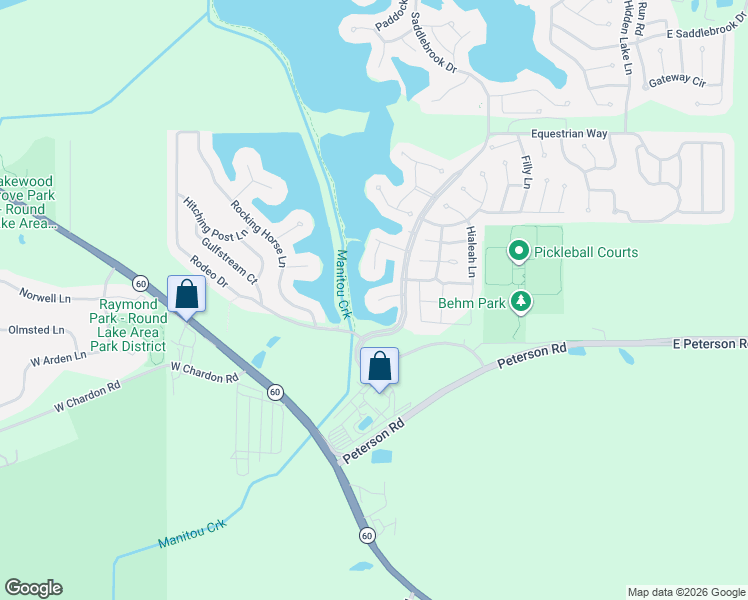 map of restaurants, bars, coffee shops, grocery stores, and more near 12 Surrey Court in Grayslake
