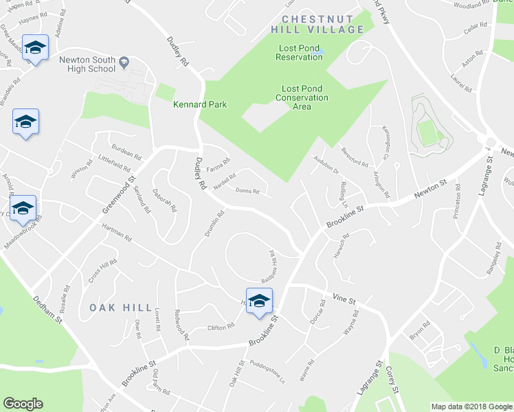 map of restaurants, bars, coffee shops, grocery stores, and more near 472 Dudley Road in Newton