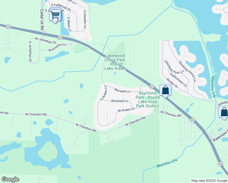 map of restaurants, bars, coffee shops, grocery stores, and more near 275 Norwell Lane in Round Lake