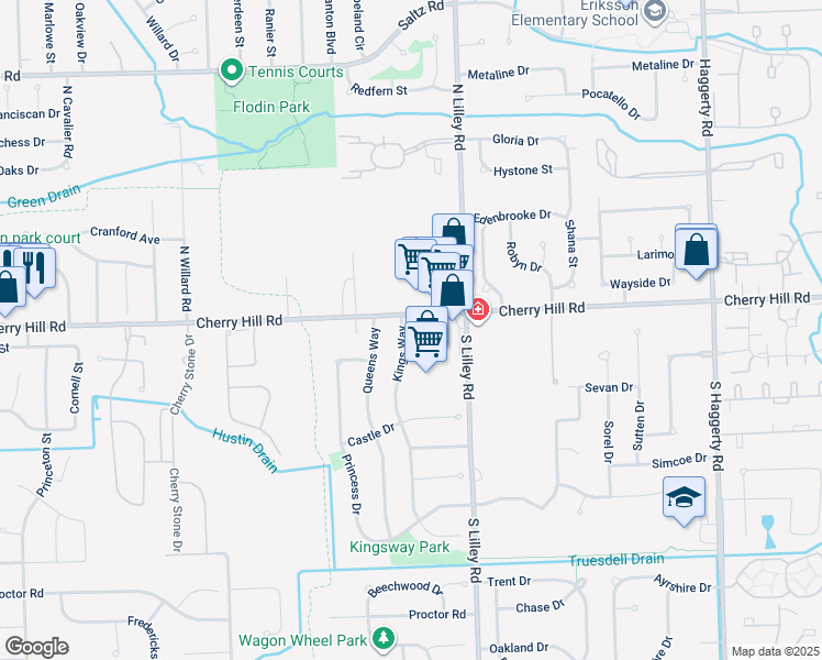 map of restaurants, bars, coffee shops, grocery stores, and more near 147 Kings Way in Canton