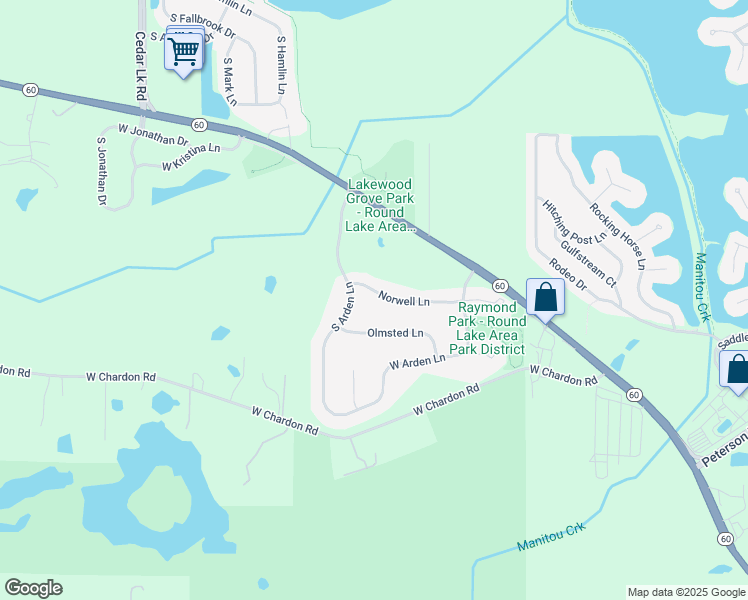 map of restaurants, bars, coffee shops, grocery stores, and more near 275 Norwell Lane in Round Lake