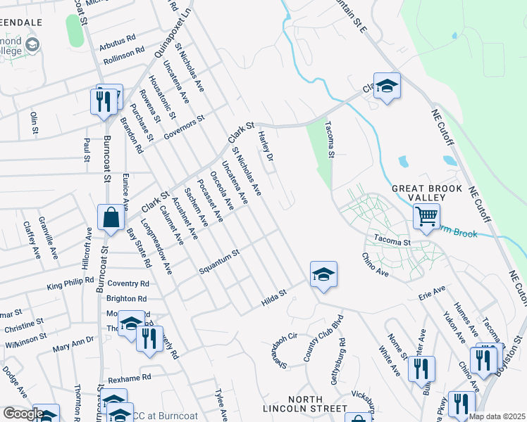 map of restaurants, bars, coffee shops, grocery stores, and more near 244 Saint Nicholas Avenue in Worcester
