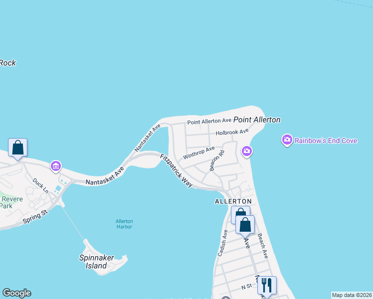 map of restaurants, bars, coffee shops, grocery stores, and more near 6 Glover Avenue in Hull