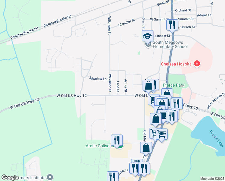 map of restaurants, bars, coffee shops, grocery stores, and more near 526 Lane Street in Chelsea