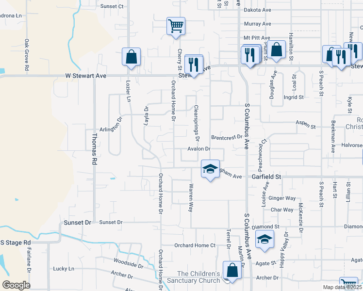 map of restaurants, bars, coffee shops, grocery stores, and more near 1482 Avalon Drive in Medford