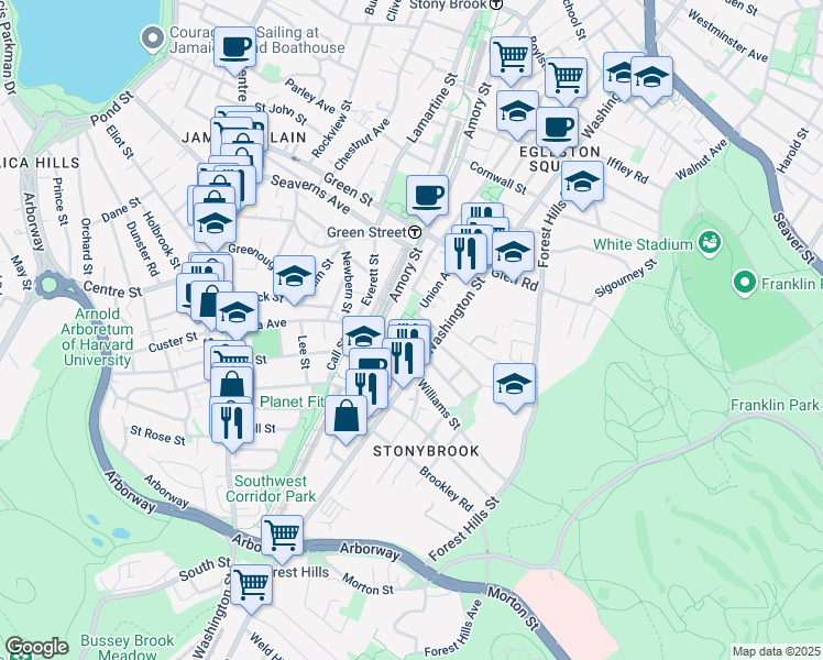 map of restaurants, bars, coffee shops, grocery stores, and more near 10 Williams Street in Boston