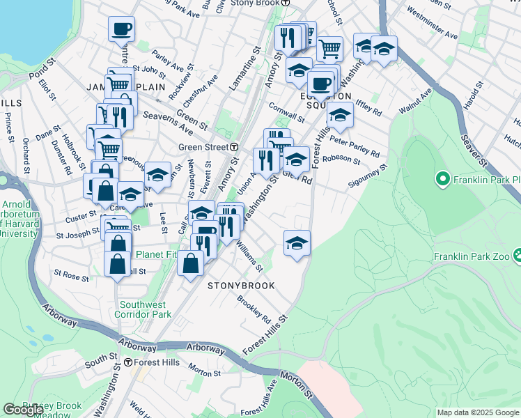map of restaurants, bars, coffee shops, grocery stores, and more near 2-14 Kenton Road in Boston