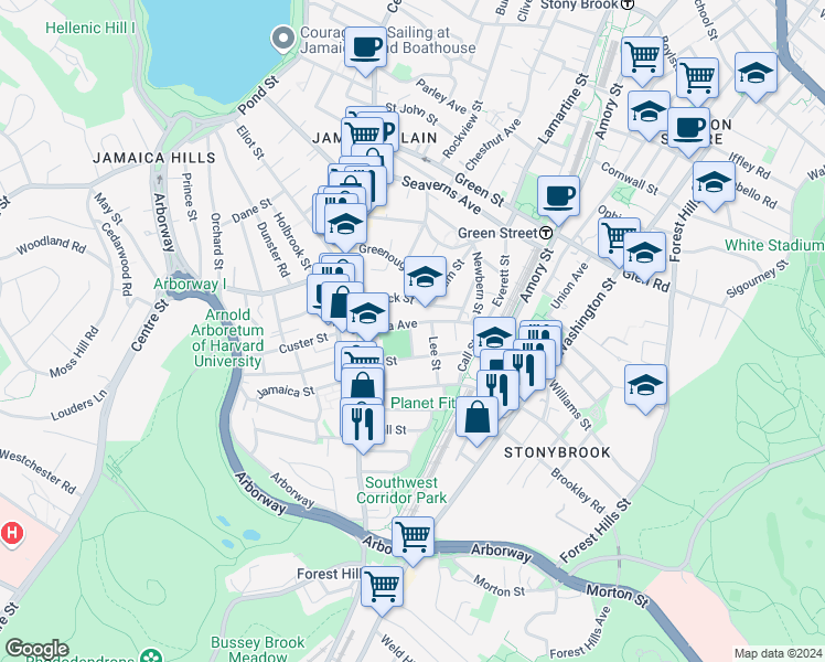 map of restaurants, bars, coffee shops, grocery stores, and more near 15 Lee Street in Boston