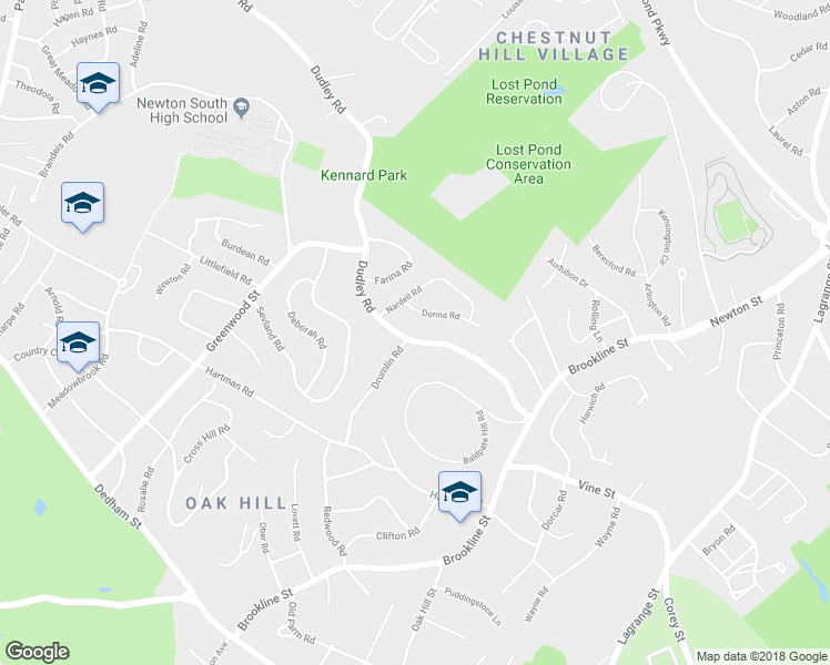 map of restaurants, bars, coffee shops, grocery stores, and more near 436 Dudley Road in Newton
