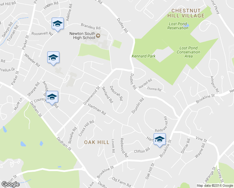 map of restaurants, bars, coffee shops, grocery stores, and more near 71 Deborah Road in Newton