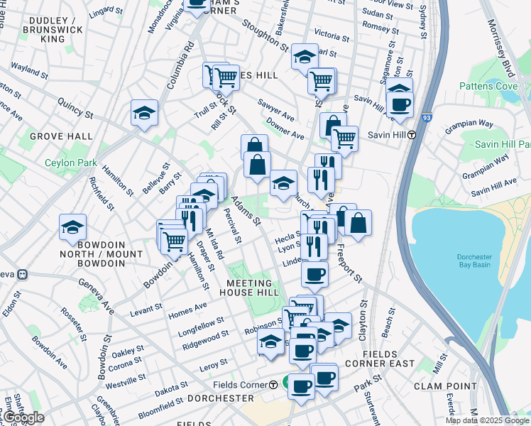 map of restaurants, bars, coffee shops, grocery stores, and more near 44 Winter Street in Boston