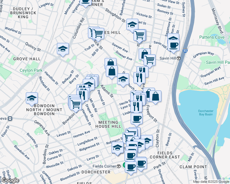 map of restaurants, bars, coffee shops, grocery stores, and more near 48 Winter Street in Boston
