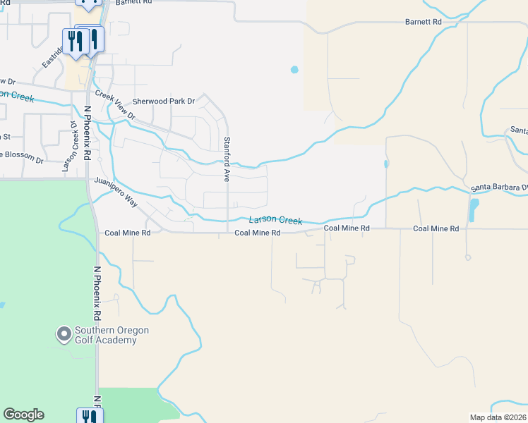 map of restaurants, bars, coffee shops, grocery stores, and more near 4053-4129 Coal Mine Road in Medford