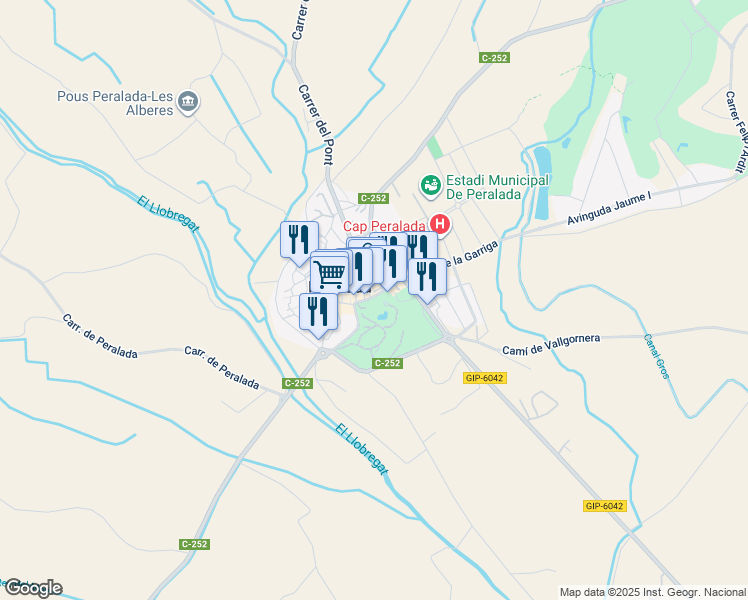 map of restaurants, bars, coffee shops, grocery stores, and more near s/n Carrer Nou de Sant Joan in Peralada