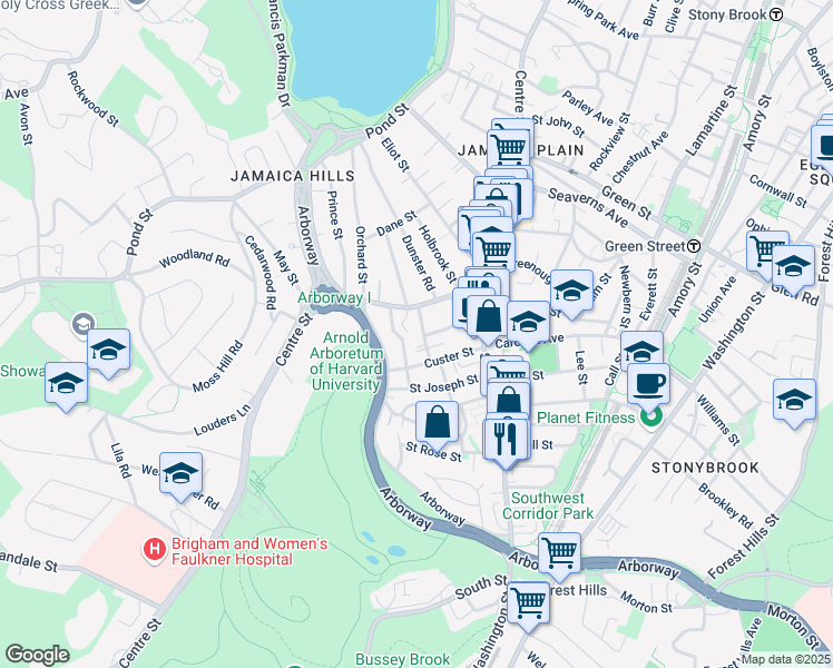 map of restaurants, bars, coffee shops, grocery stores, and more near 39 Ballard Street in Boston