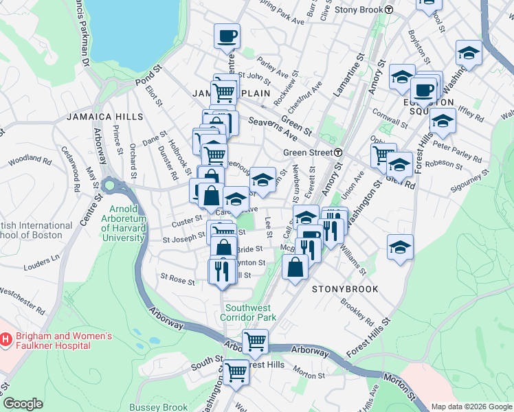 map of restaurants, bars, coffee shops, grocery stores, and more near 15 Lee Street in Boston