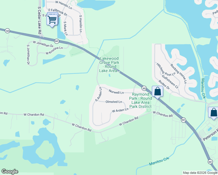map of restaurants, bars, coffee shops, grocery stores, and more near 275 Norwell Lane in Round Lake
