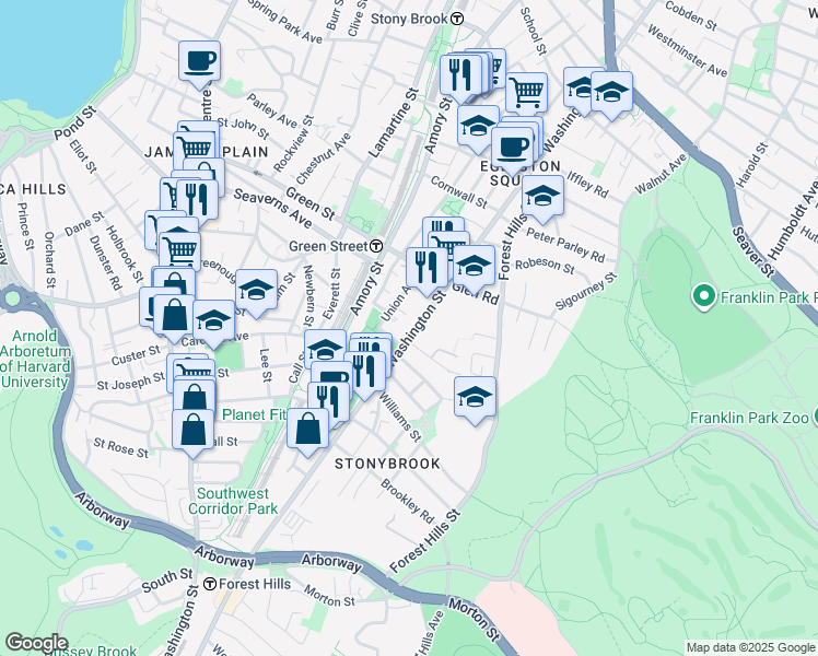 map of restaurants, bars, coffee shops, grocery stores, and more near 2-14 Kenton Road in Boston
