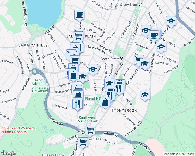map of restaurants, bars, coffee shops, grocery stores, and more near 15 Lee Street in Boston