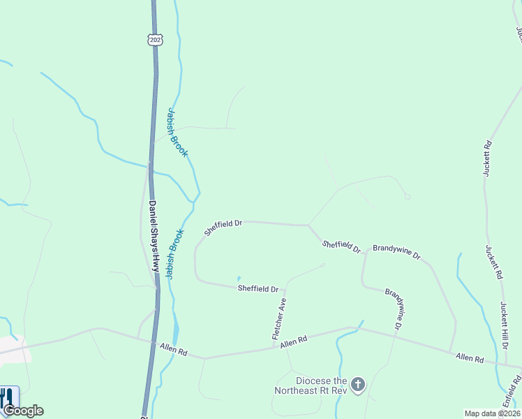map of restaurants, bars, coffee shops, grocery stores, and more near 47-1 Sheffield Drive in Belchertown