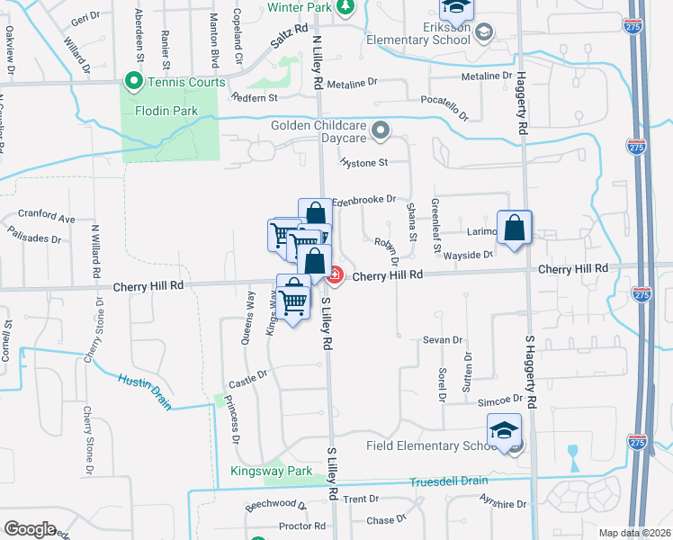map of restaurants, bars, coffee shops, grocery stores, and more near 316 Roseland Drive in Canton