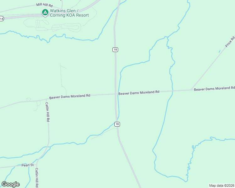 map of restaurants, bars, coffee shops, grocery stores, and more near Beaver Dams Moreland Road in Montour Falls