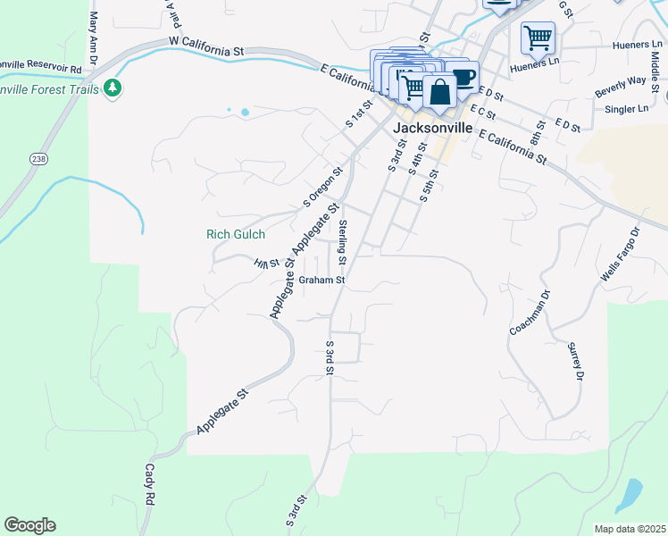 map of restaurants, bars, coffee shops, grocery stores, and more near 730 Sterling Street in Jacksonville