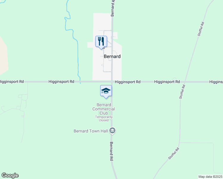 map of restaurants, bars, coffee shops, grocery stores, and more near 867 Bernard Road in Bernard