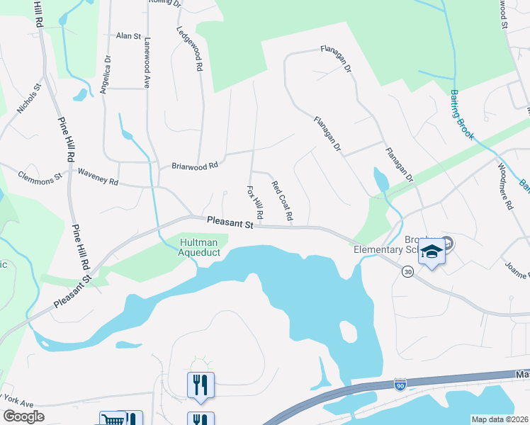 map of restaurants, bars, coffee shops, grocery stores, and more near 15 Fox Hill Road in Framingham
