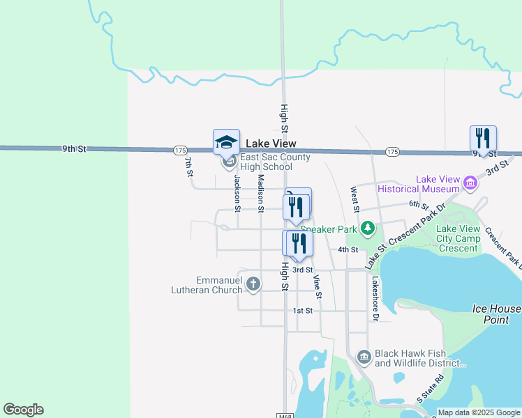 map of restaurants, bars, coffee shops, grocery stores, and more near 600 Madison Street in Lake View