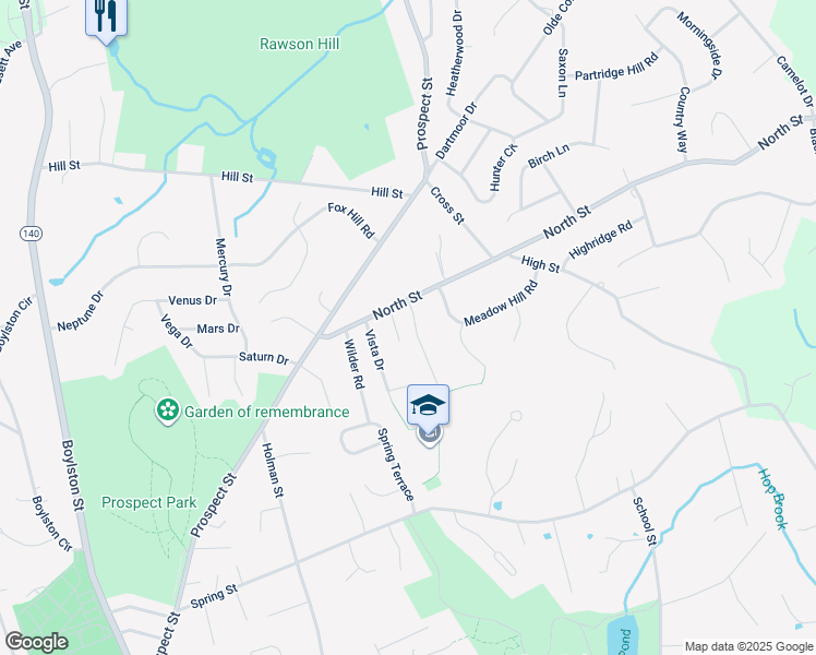 map of restaurants, bars, coffee shops, grocery stores, and more near 4 Lantern Lane in Shrewsbury