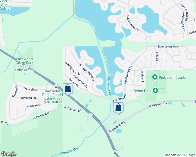 map of restaurants, bars, coffee shops, grocery stores, and more near 29 Rocking Horse Lane in Grayslake