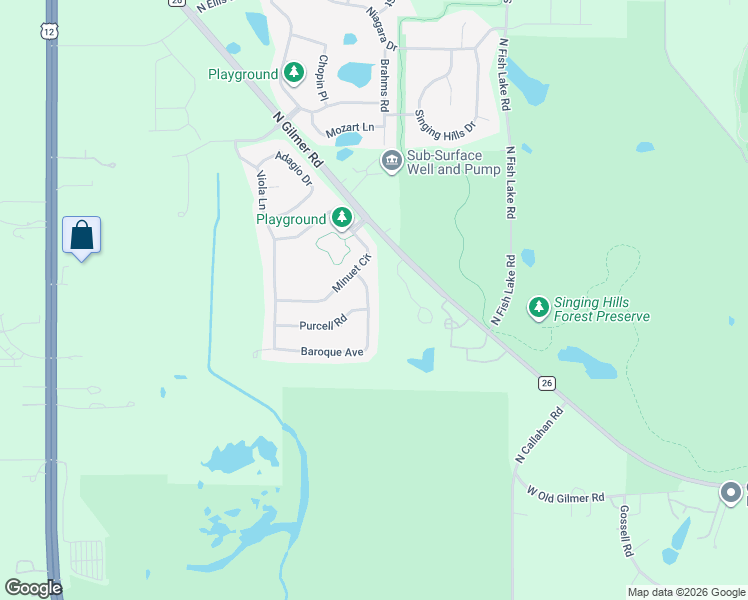 map of restaurants, bars, coffee shops, grocery stores, and more near 1327 Baroque Avenue in Volo