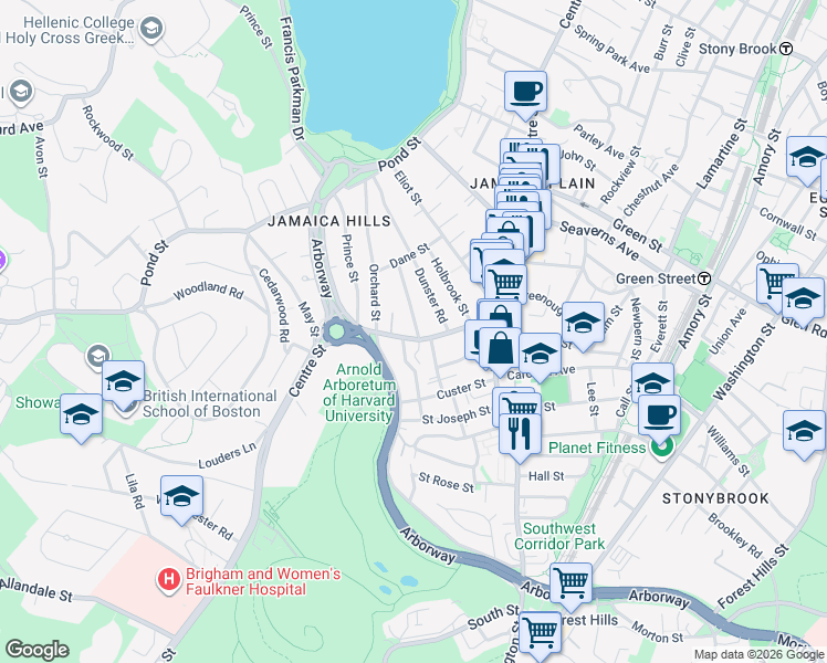 map of restaurants, bars, coffee shops, grocery stores, and more near 6 Aldworth Street in Boston